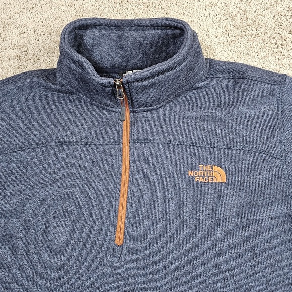 The North Face Mens XXL Pullover 1/4 Zip Sweatshirt Fleece Blue Orange - Picture 2 of 8